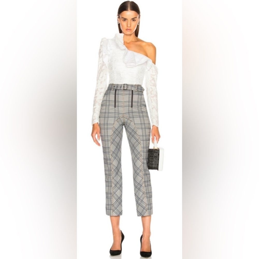 Self Portrait Plaid trousers. Cropped, straight leg, high waisted. US Size 4
